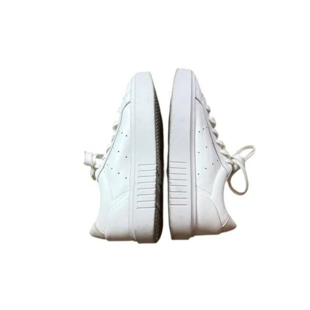 Adidas Sleek Super Womens Size 7.5 White Gold Athletic Leather Shoes Sneakers